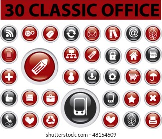 30 classic office buttons. vector