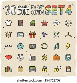 30 Colorful Doodle Icons Set 4