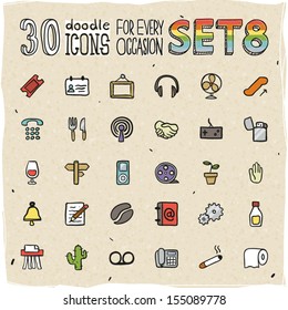 30 Colorful Doodle Icons Set 8