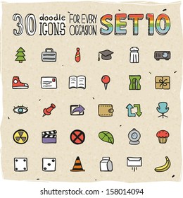 30 Colorful Doodle Icons Set 10