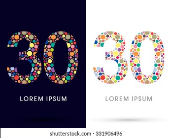 30 ,Colorful font, designed using colorful dot graphic vector.