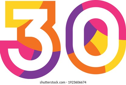 30 Colorful Fun Modern Flat Number Stock Vector (Royalty Free ...