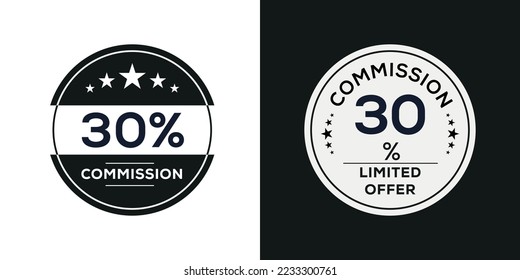 30% de oferta limitada de la Comisión, etiqueta vectorial.