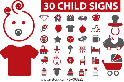 30 señas lindas para niños. vector