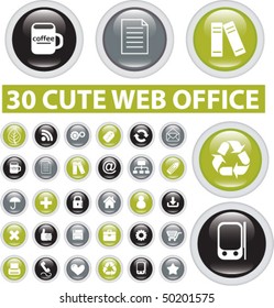 30 cute web office buttons. vector