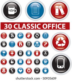 30 cute web office buttons. vector