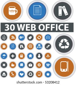 30 botones lindos de oficina web. vector