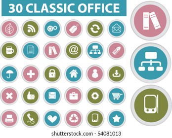 30 cute web office buttons. vector
