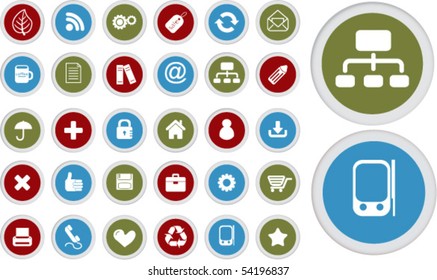 30 cute web office buttons. vector