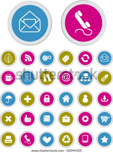 30 Cute Web Office Buttons Vector Stock Vector (Royalty Free) 56044420