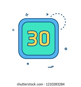 30 Date Calender icon design vector