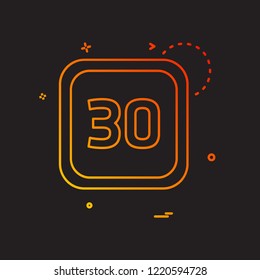30 Date Calender icon design vector