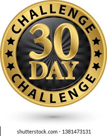 30 day challenge golden label, vector illustration 
