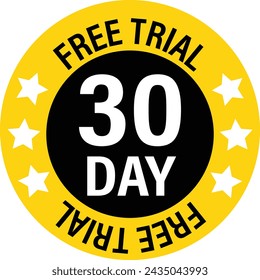 30 day free trial icon. 30 days free trial sign. Free trial label symbol. flat style.