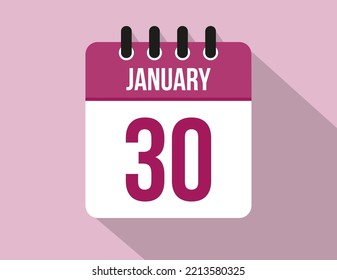 30 Tage Januar Kalender. Kalendervektor für Januar in rosafarbener Farbe auf hellem Hintergrund