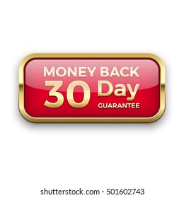 30 day money back guarantee golden badge, vector