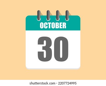 30 Day October in green. Calendar icon for October month on clear background