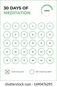 30 days Challenge Meditation in green with a place for a logo.