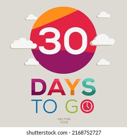 30 Days Countdown left, vector illustration.