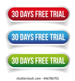 30 days free trial button vector set