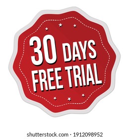 30 days free trial label or sticker on white background, vector illustration