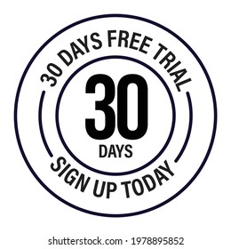 30 days free trial vector icon, black in color