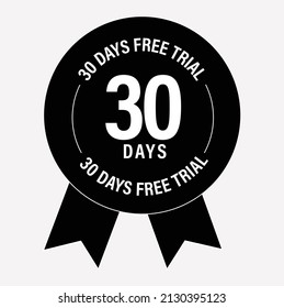 30 days free trial vector badge, black in color