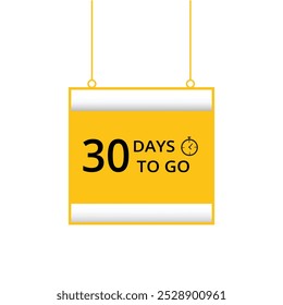 30 días para la cuenta regresiva Anuncio de diseño plano aislado. Plantilla de Vector.