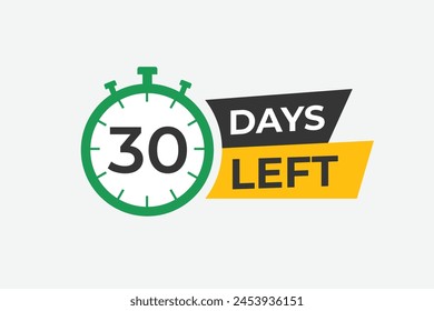 30 days to go countdown template. 30 day Countdown left days banner design. 30 Days left countdown timer