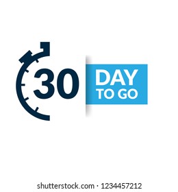 30 days to go label,sign,button. Vector stock illustration.