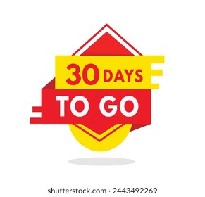 30 days to go red label last countdown icon, vector. Modern style design template for banner, advertising, announcement.