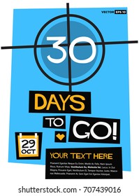 30 Days To Go Retro Poster With Text Box Template
