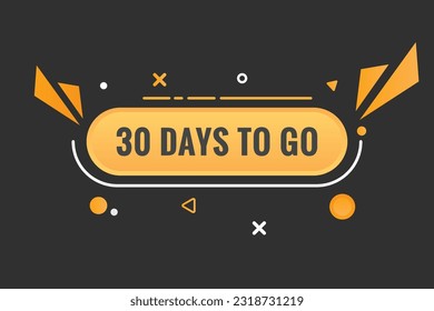 30 días para ir el botón web del texto. Cuenta regresiva izquierda de 30 días para ir a la etiqueta del cartel
