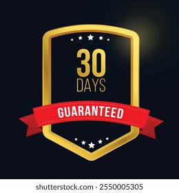 30 days guarantee golden vector illustration with red label
