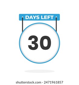 30 Days Left Countdown for sales promotion. 30 days left to go Promotional sales banner