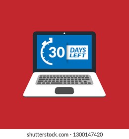 30 Days Left sign - emblem, label, badge,sticker, logo. Designed for your web site design, logo, app