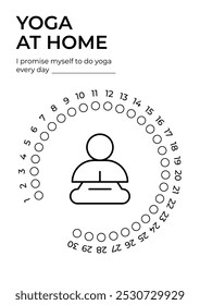 30 days meditation planner. Checklist template.	