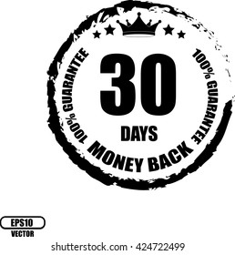 30 days Money back, Button, label and sign - Vector illustration