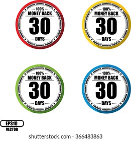 30 days Money back guarantee, Button, label and sign - Vector illustration
