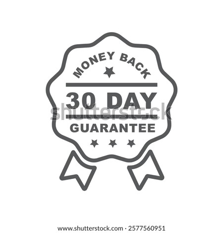 30 days money back guarantee icon on white background.