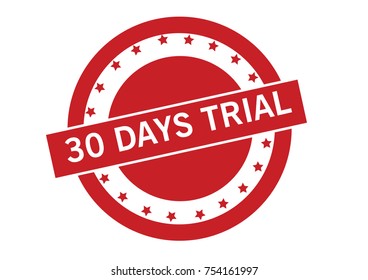30 days trial text on red stamp vector design
