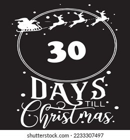 30 Days until Christmas , simple black logo with white patterns on it 