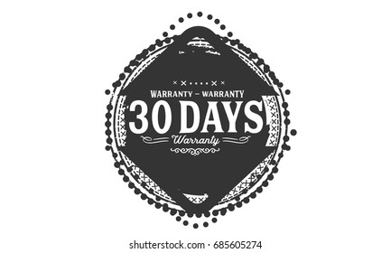 30 days warranty icon vintage rubber stamp guarantee