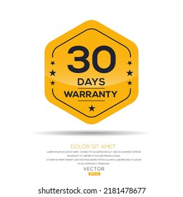 (30 Days warranty) seal stamp, vector label.