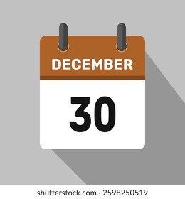 30 december calendar icon vector month date illustration design