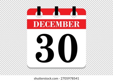 30 Dezember Kalender Ikone Vektor, 30 Termine Dezember Monat Kalender Ikone, Termine Dezember 30 Ikone Kalender, Vektor Kalender Ikone.