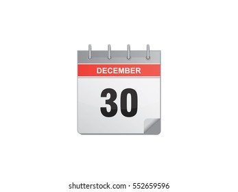 30 December calendar vector illustration on white background
