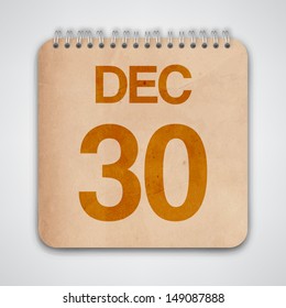 30 December on Old Notebook Vector 