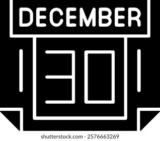 30 December Solid Style Sample EPS Icon