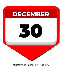 30 de diciembre día del calendario de iconos vectoriales. 30 de diciembre. Treinta días de diciembre. 30.º número de fecha. calendario de 30 días. Treinta días. Bacon Nacional, Rizal. Ilustración del vector